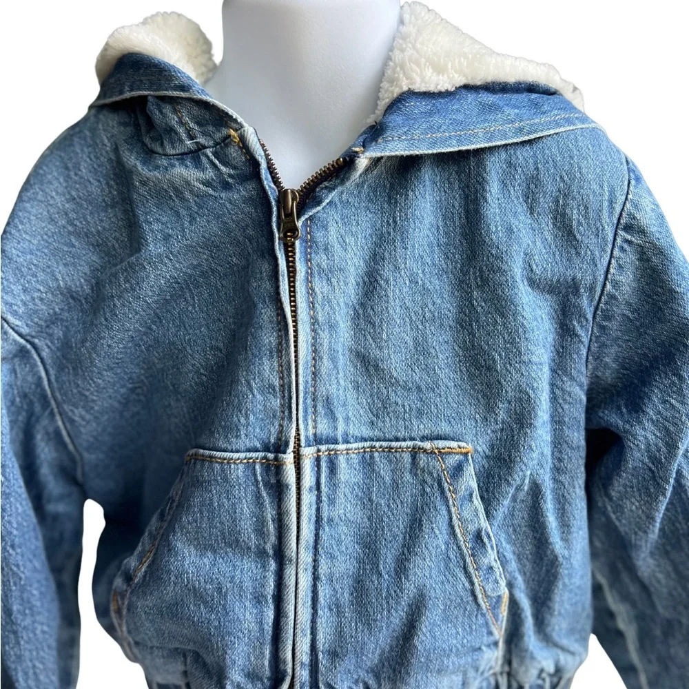 Cat And Jack Jean Warm Denim winter Jacket Sz XS 4/5